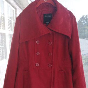 NWOT Therapy by Lane Crawford Gorgeous Red Wool Pea Coat with Lining in Red